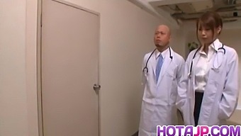 Arisa Ebihara Enjoys A Threesome With Two Doctors After Giving Them A Blowjob