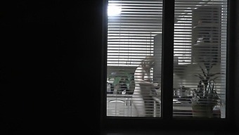 A Voyeuristic Neighbor Spies On His Naked Neighbor Cooking At Home