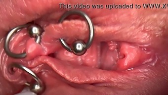 Extreme Close-Up Of Pierced Pussy And Clit Leading To Wetting And Ejaculation