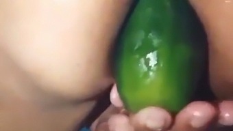Stepmom'S Big And Thick Cucumber Penetration, Sending Explicit Pictures Of Her Open Ass